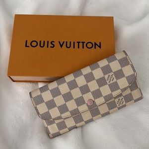 Louis Vuitton Emilie Wallet Damier Azur Rose Ballerine Pink